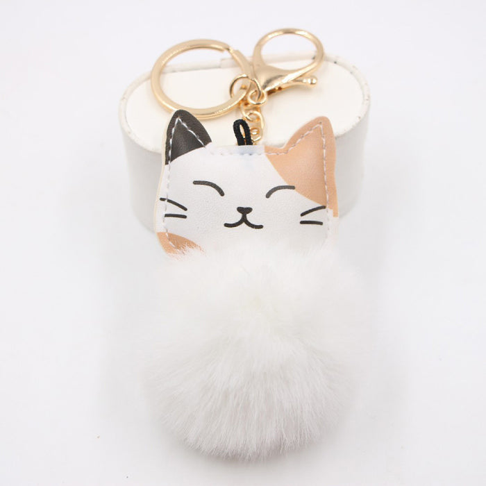 Wholesale Keychain Leather Plush Cute Cat Pendant JDC-KC-Zuge072