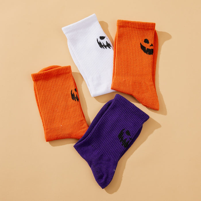 Wholesale Socks Chemical Fiber Halloween Funny Pumpkin Face Grimace JDC-SK-DRan001