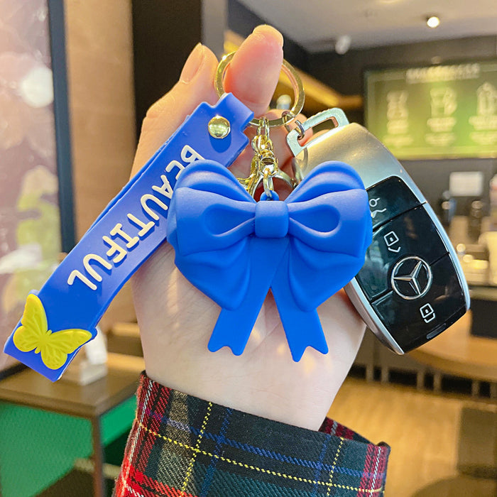 Wholesale PVC Blue Bow Keychain JDC-KC-JG225