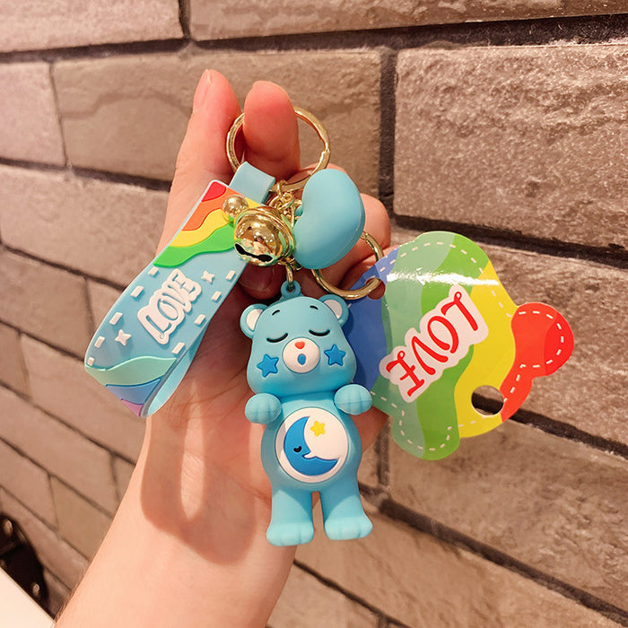 Wholesale Cartoon PVC Silicone Rainbow Bear Keychain (M) JDC-KC-JCai024