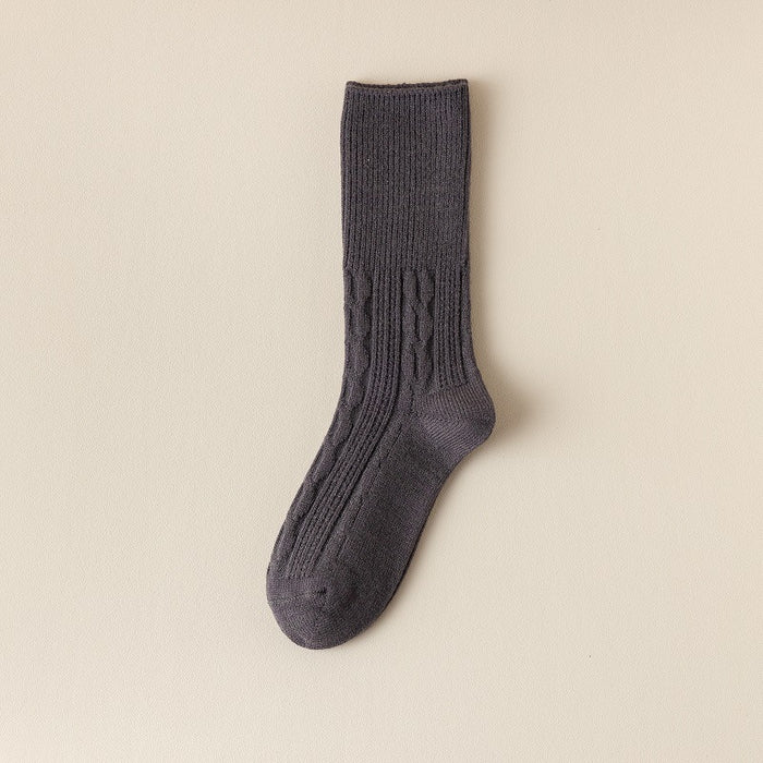 Wholesale Socks Wool Mid-Cylinder Warm Thick Solid Color Pile Socks JDC-SK-ChangShen007