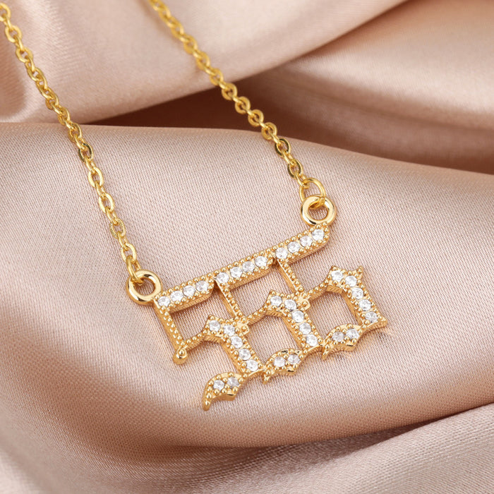 Jewelry WholesaleWholesale stainless steel gold-plated digital Necklace angel JDC-NE-MJ005 Necklaces 萌葭 %variant_option1% %variant_option2% %variant_option3%  Factory Price JoyasDeChina Joyas De China