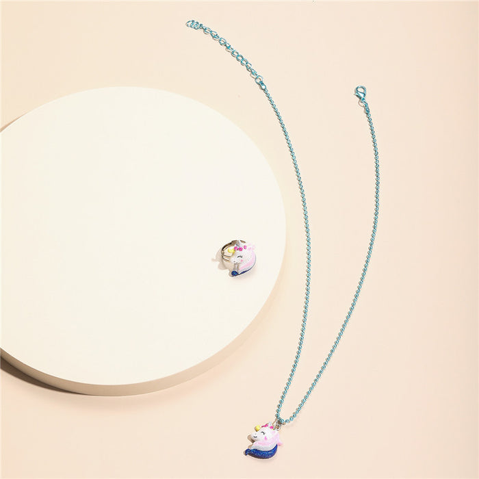 Wholesale Necklace Resin Cute Cartoon Kids Ring Set JDC-NE-ZhuoM013