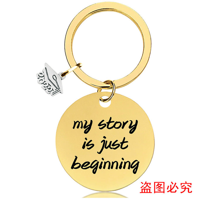 Jewelry WholesaleWholesale Graduation Season Gift Stainless Steel Round Metal Keychain JDC-KC-GangGu015 Keychains 钢古 %variant_option1% %variant_option2% %variant_option3%  Factory Price JoyasDeChina Joyas De China