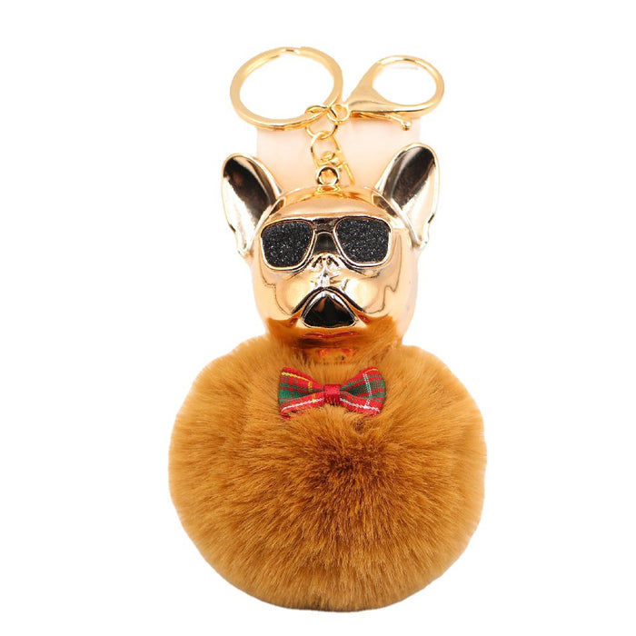 Jewelry WholesaleWholesale French Bulldog Alloy Faux Hair PVC Hairball Pom Pom  Keychain JDC-KC-Zuge017 Keychains 祖格 %variant_option1% %variant_option2% %variant_option3%  Factory Price JoyasDeChina Joyas De China