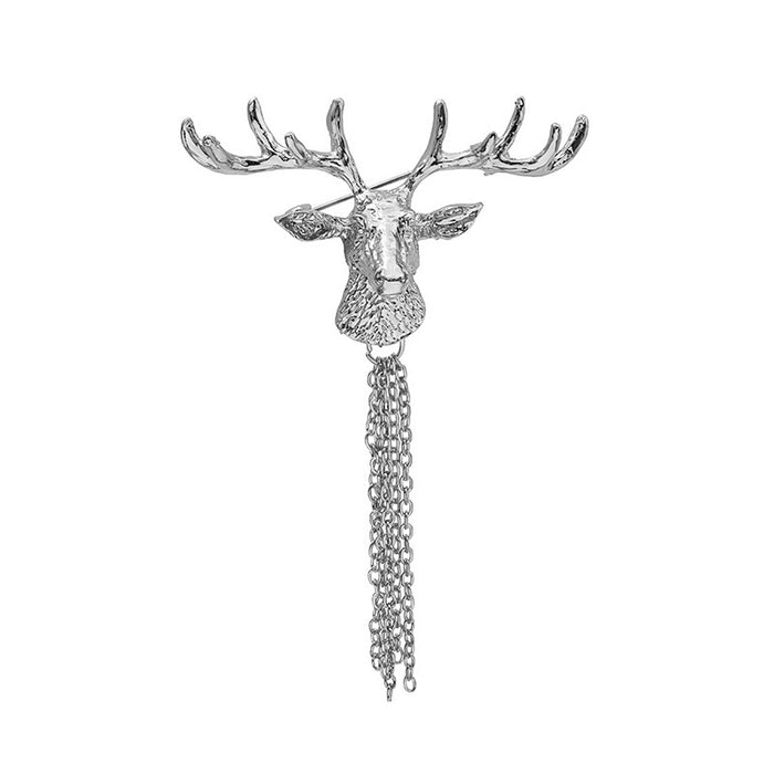 Wholesale Brooch Alloy Christmas Elk Head Tassel Collar Pin JDC-BC-MDD009