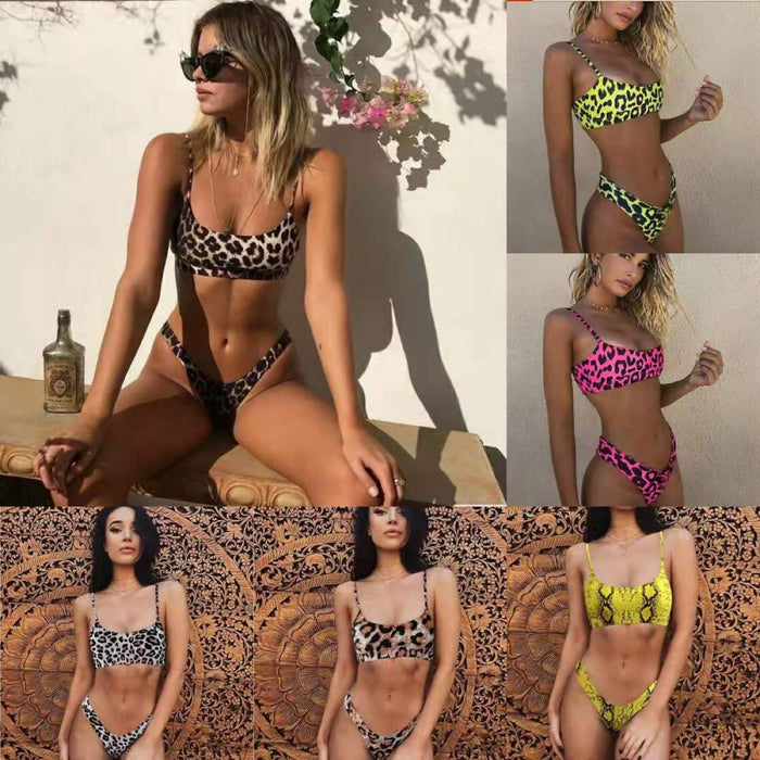 Wholesale Leopard Print Ladies Swimsuit Double Layer Fabric JDC-SW-Junt006