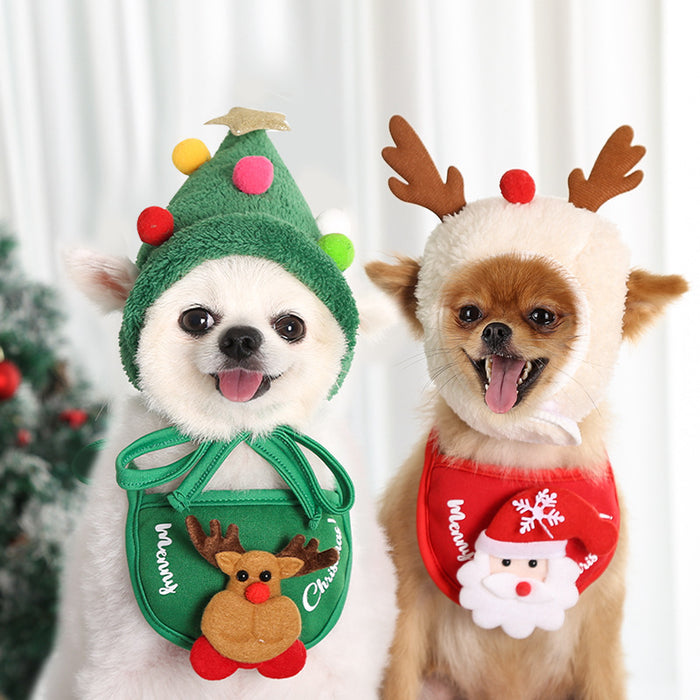 Wholesale Pet Christmas Hat Slobber Scarf Apron JDC-PC-Qimiao002