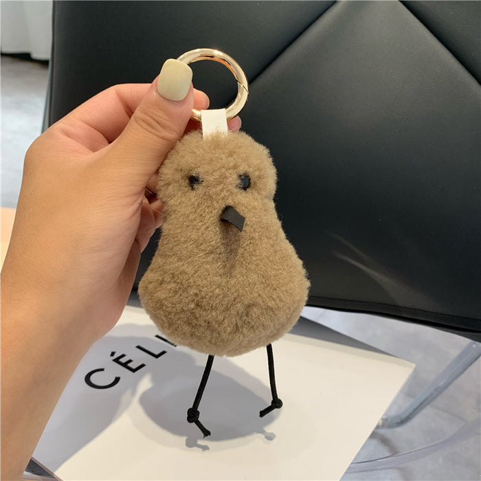 Wholesale Keychains For Backpacks ugly cute cute real wool bird car keychain pendant JDC-KC-DJu004