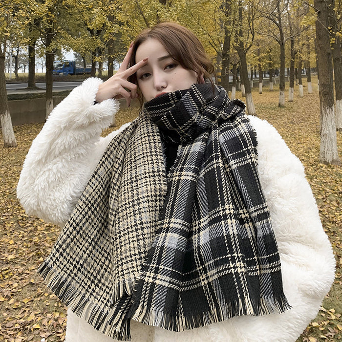 Wholesale Scarf imitation cashmere warm winter shawl British red plaid JDC-SF-Zhenl003