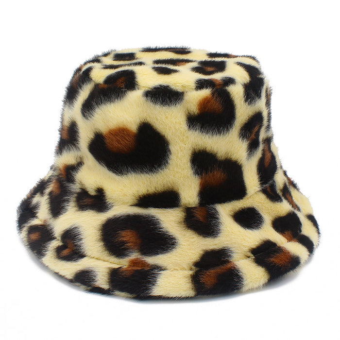 Wholesale Bucket Hat Plush Leopard Print JDC-FH-RHeng012