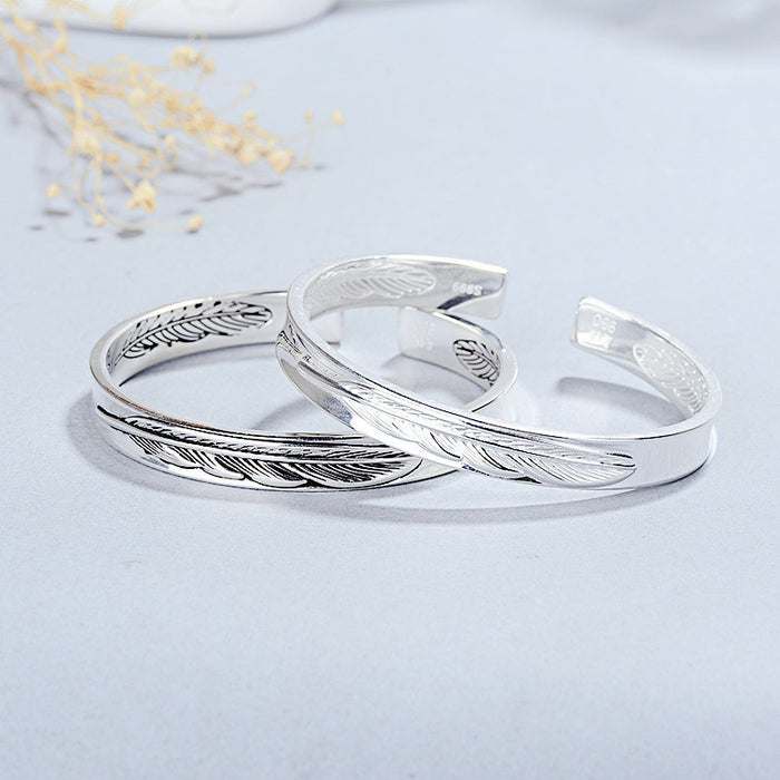 Wholesale Vintage Thai Silver Fashion Feather Bracelet JDC-BT-KaY005