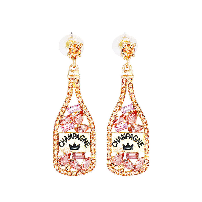 Wholesale Earrings Alloy Diamond Party Wine Bottle JDC-ES-JJ329