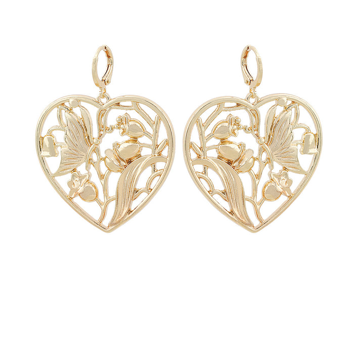 Jewelry WholesaleWholesale alloy skeletonized plant flower butterfly earrings JDC-ES-YiD003 Earrings 宜达 %variant_option1% %variant_option2% %variant_option3%  Factory Price JoyasDeChina Joyas De China