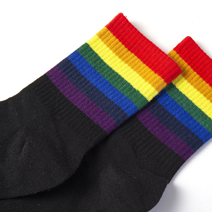 Wholesale Fashion Striped Socks LGBT Casual Sports Tube Socks Couple Socks JDC-SK-ZuoF001