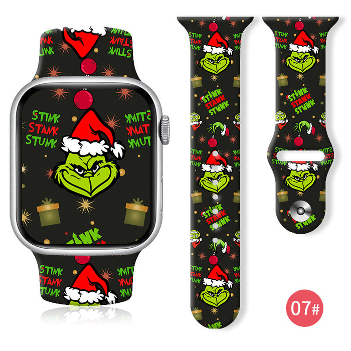 Wholesale Cartoon Christmas Silicone Strap Suitable for Apple Watch Strap JDC-WD-NuoQi004