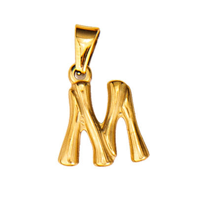 Wholesale Bamboo Three-dimensional Titanium Steel Plated 18K Gold Pendant MOQ≥2 JDC-PT-QianJ001