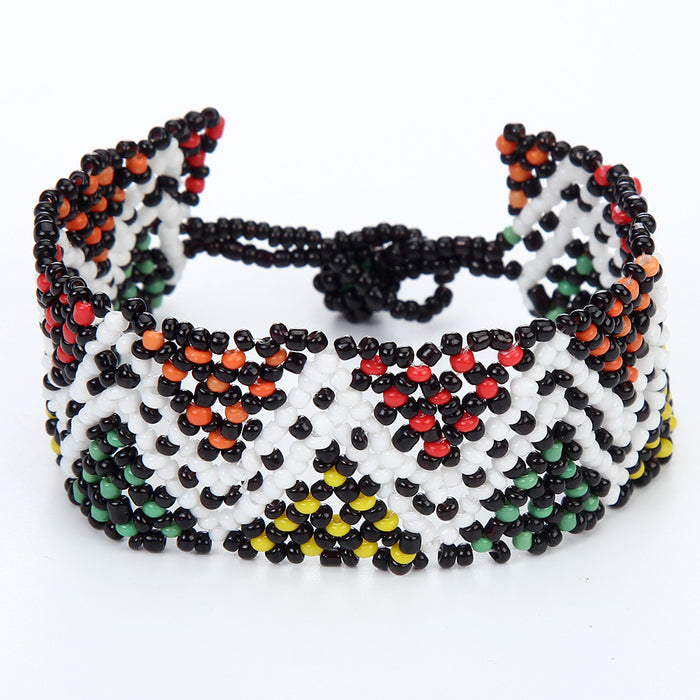 Wholesale rice bead mixed color  hand woven ethnic style bracelet JDC-BT-ZheQ019