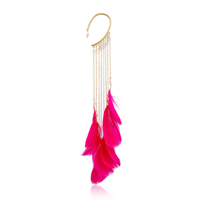 Wholesale Iron Chain Feather Boho Long Tassel Earrings JDC-ES-YYDX013