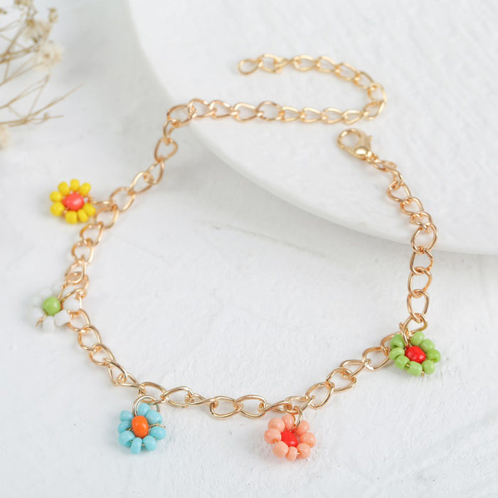 Jewelry WholesaleWholesale Simple Rice Beads Flower Pearl Anklet Women JDC-AS-Lai005 Pearl 恋艾 %variant_option1% %variant_option2% %variant_option3%  Factory Price JoyasDeChina Joyas De China