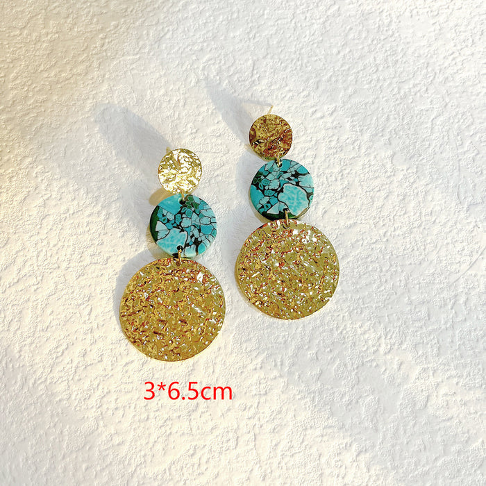 Wholesale Earrings Smoky Turquoise Geometric Exaggerated Square JDC-ES-PH003