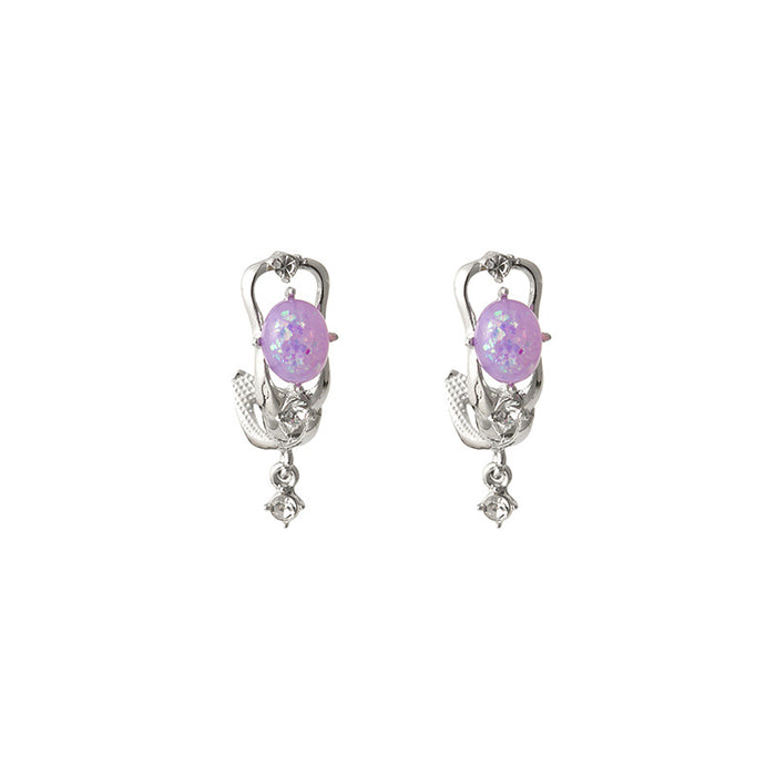 Wholesale Earrings Alloy Purple Micro Set Zircon JDC-ES-MDD051