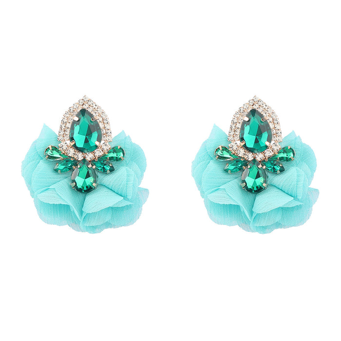 Wholesale Alloy Diamond Fabric Floral Earrings JDC-ES-JL991