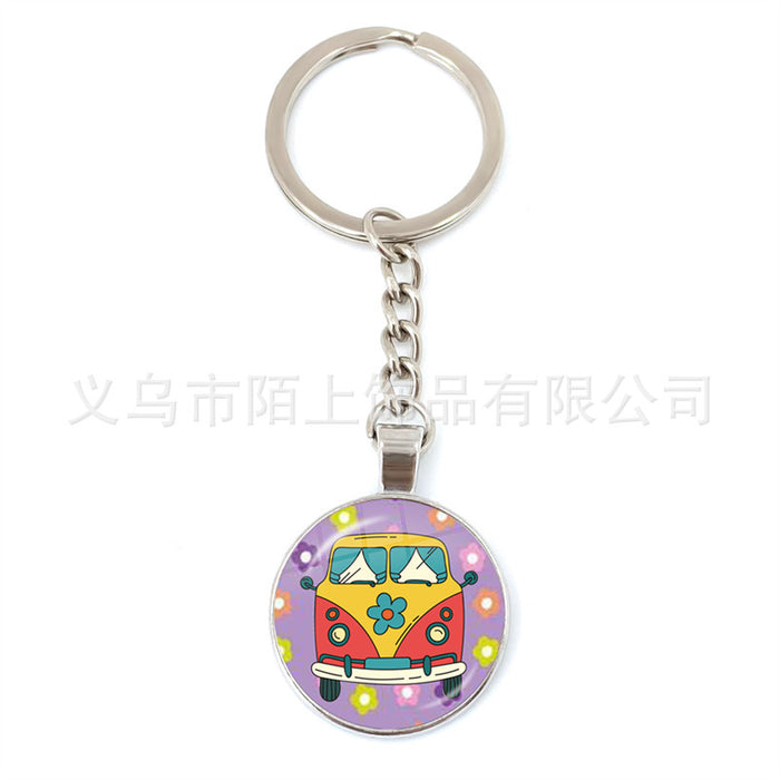 Wholesale Peace Sign Time Gemstone Glass Zinc Alloy Keychain JDC-KC-MoS002