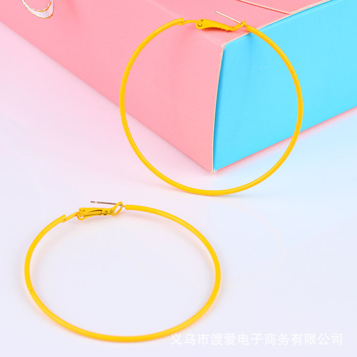 Jewelry WholesaleWholesale Spray Paint Candy Fifteen Colors Big Circle Earrings JDC-ES-DUAI008 Earrings 渡爱 %variant_option1% %variant_option2% %variant_option3%  Factory Price JoyasDeChina Joyas De China