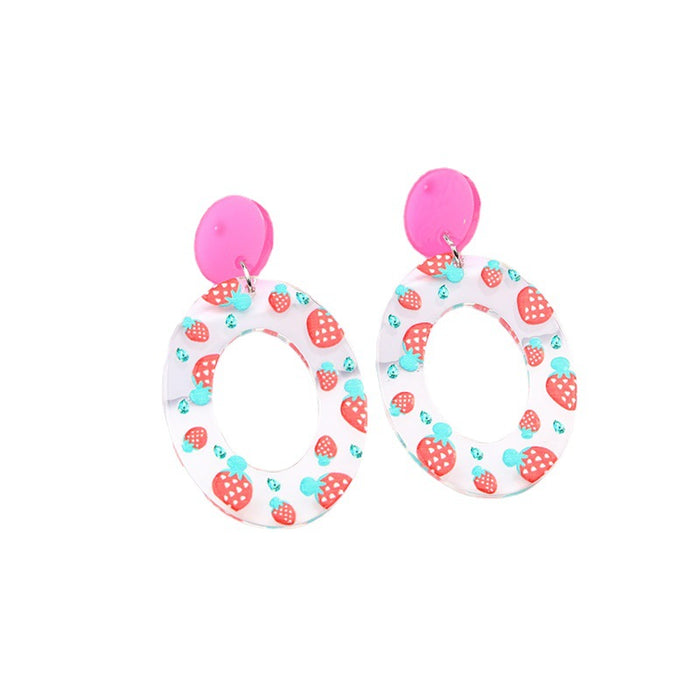 Wholesale Fruit Collection Acrylic Print Oval Earrings JDC-ES-DUAI020