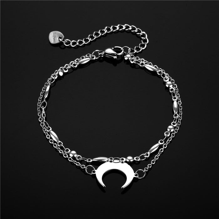 Jewelry WholesaleWholesale double layer moon titanium steel hand ornament JDC-BT-Mingm003 Bracelet 敏萌 %variant_option1% %variant_option2% %variant_option3%  Factory Price JoyasDeChina Joyas De China