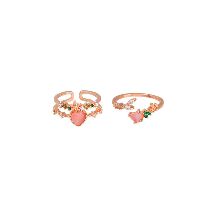 Wholesale Rings Copper Heart Zircon Adjustable MOQ≥2 JDC-RS-YanB006