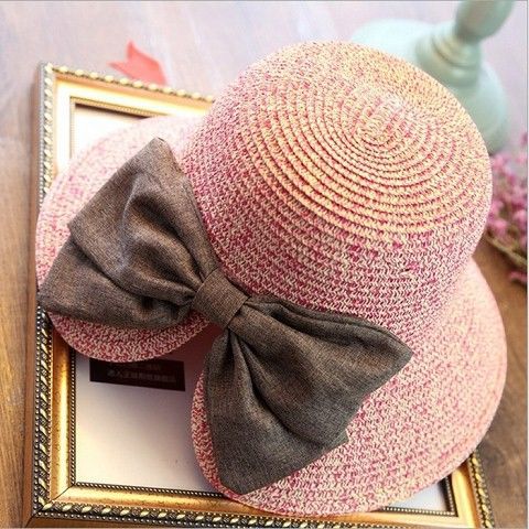 Wholesale bifurcated big bow foldable sun hat MOQ≥2 JDC-FH-XYun002