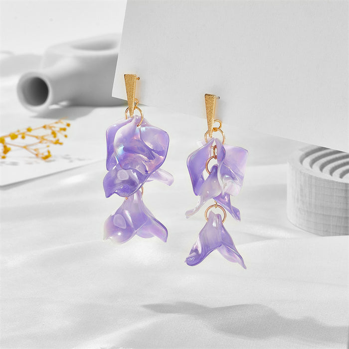 Wholesale Acrylic Exaggerated Petal Leaf Earrings MOQ≥2 JDC-ES-jufa005