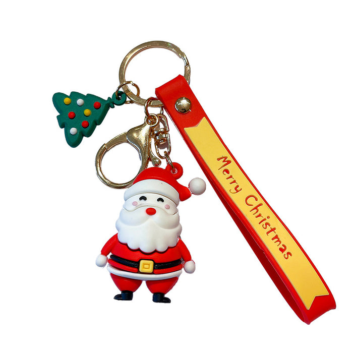 Wholesale Keychain PVC Christmas Snowman Cute Santa Claus Pendant MOQ≥2 JDC-KC-AnG030