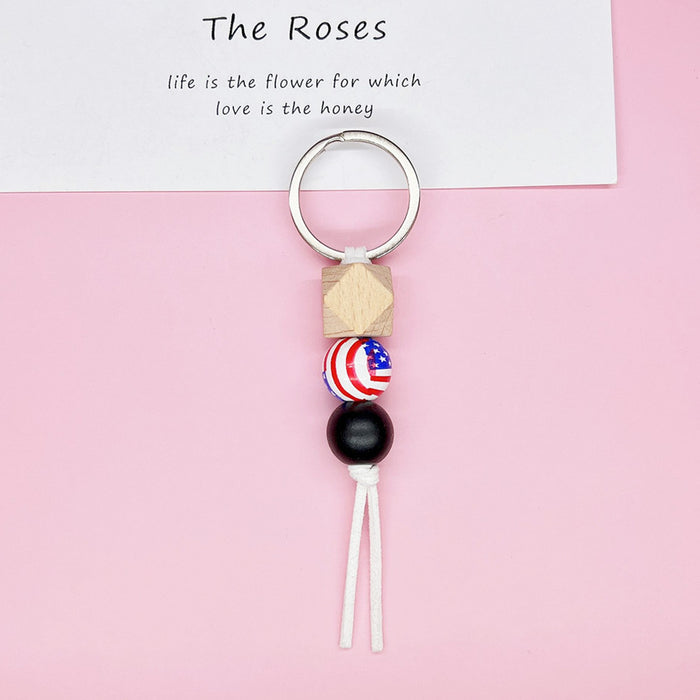 Wholesale 4th of July Independence Day Flag Pattern Keychain Letter Bracelet JDC-KC-RRui003