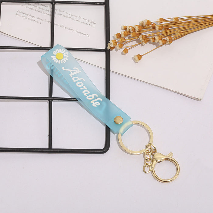 Wholesale Keychain PVC Soft Rubber Chrysanthemum Letters Flower Lanyard MOQ≥10 JDC-KC-ZaoYang004