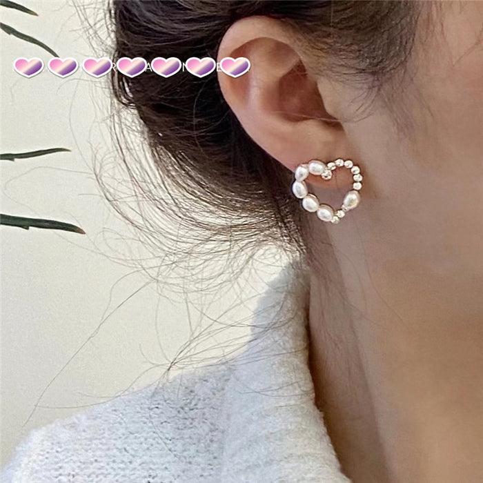 Jewelry WholesaleWholesale Hollow Love Rhinestone Pearl Earrings JDC-ES-Lfm021 Earrings 珞芙梦 %variant_option1% %variant_option2% %variant_option3%  Factory Price JoyasDeChina Joyas De China