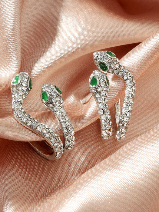 Wholesale diamond rhinestone double head snake stud earrings women JDC-ES-JDie006