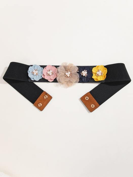 Wholesale Elastic Girdle Flower Pearl Belt JDC-WB-SuiY003