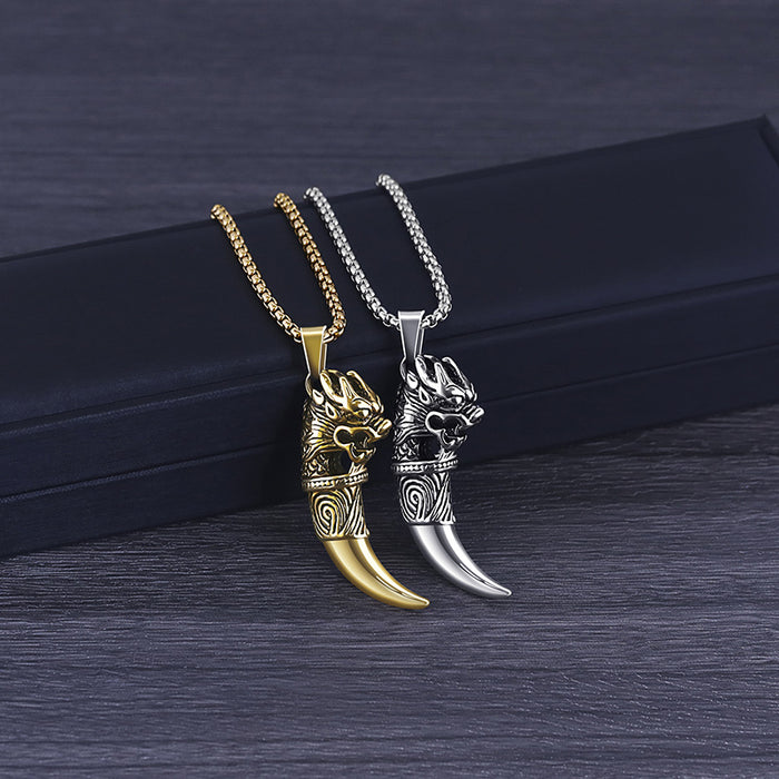 Wholesale Titanium Steel Father's Day Gift Wolf Tooth Men's Necklace JDC-NE-shengshuo005