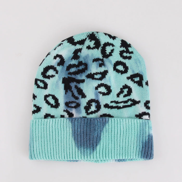 Wholesale Hat Core Yarn Leopard Print Tie Dye Knit Hat JDC-FH-XRong003