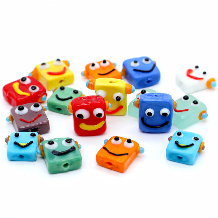 Wholesale Pendant Glass Beads Cute Robot Diy Glass Beaded Accessories MOQ≥2 JDC-PT-BiLai001