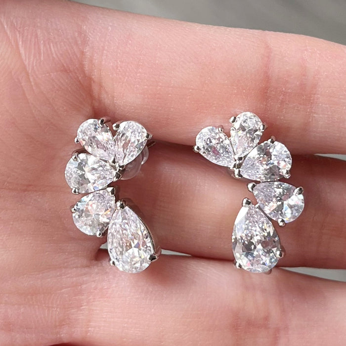 Wholesale Earrings Copper Zircon Petals MOQ≥2 JDC-PREMCAOS-ES-003