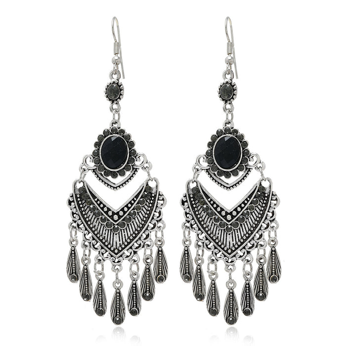 Jewelry WholesaleWholesale Ethnic Feng Rhinestone Tassel Metal Earrings JDC-ES-LY016 Earrings 乐钰 %variant_option1% %variant_option2% %variant_option3%  Factory Price JoyasDeChina Joyas De China