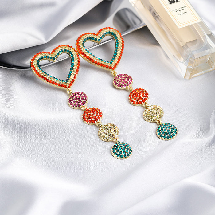 Jewelry WholesaleWholesale color diamond-encrusted tasseled heart earrings JDC-ES-YiD002 Earrings 宜达 %variant_option1% %variant_option2% %variant_option3%  Factory Price JoyasDeChina Joyas De China