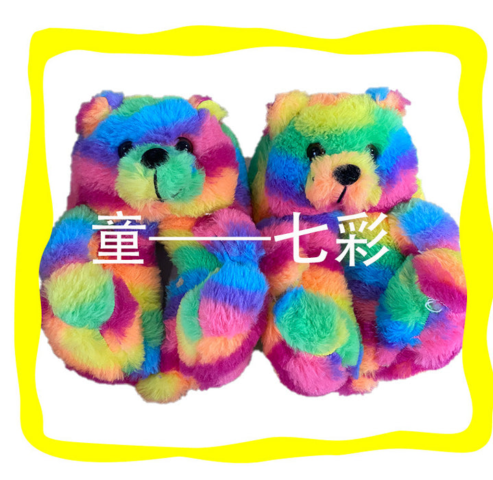 Wholesale teddy bear slippers children's teddy bear home slippers JDC-SP-BDL001