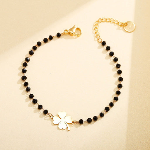 Jewelry WholesaleWholesale stainless steel bracelet lucky clover Black Crystal Bracelet JDC-BT-PengJ003 Bracelet 鹏锦 %variant_option1% %variant_option2% %variant_option3%  Factory Price JoyasDeChina Joyas De China