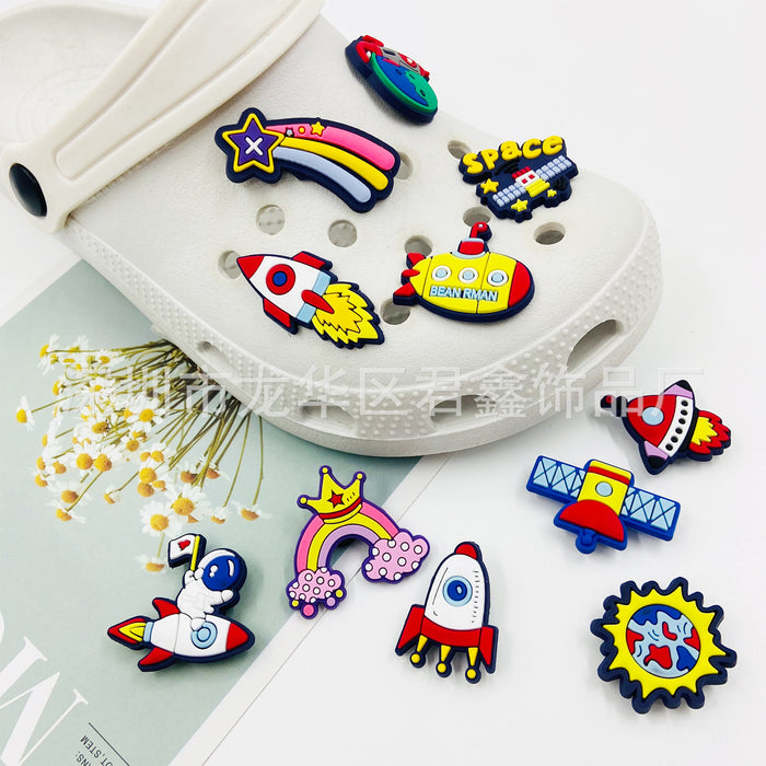 Wholesale Space Series Croc Charms PVC Soft Rubber Shoe Buckle MOQ≥5 JDC-CS-JunX005