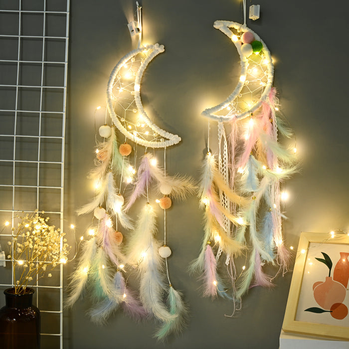 Wholesale cute furball moon Dreamcatcher Indian style MOQ≥2 JDC-DC-JunX012